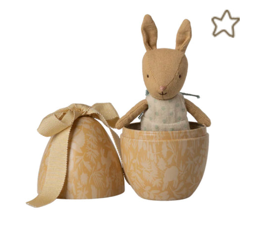 Easter egg with micro rabbit, Small - Cream yellow
