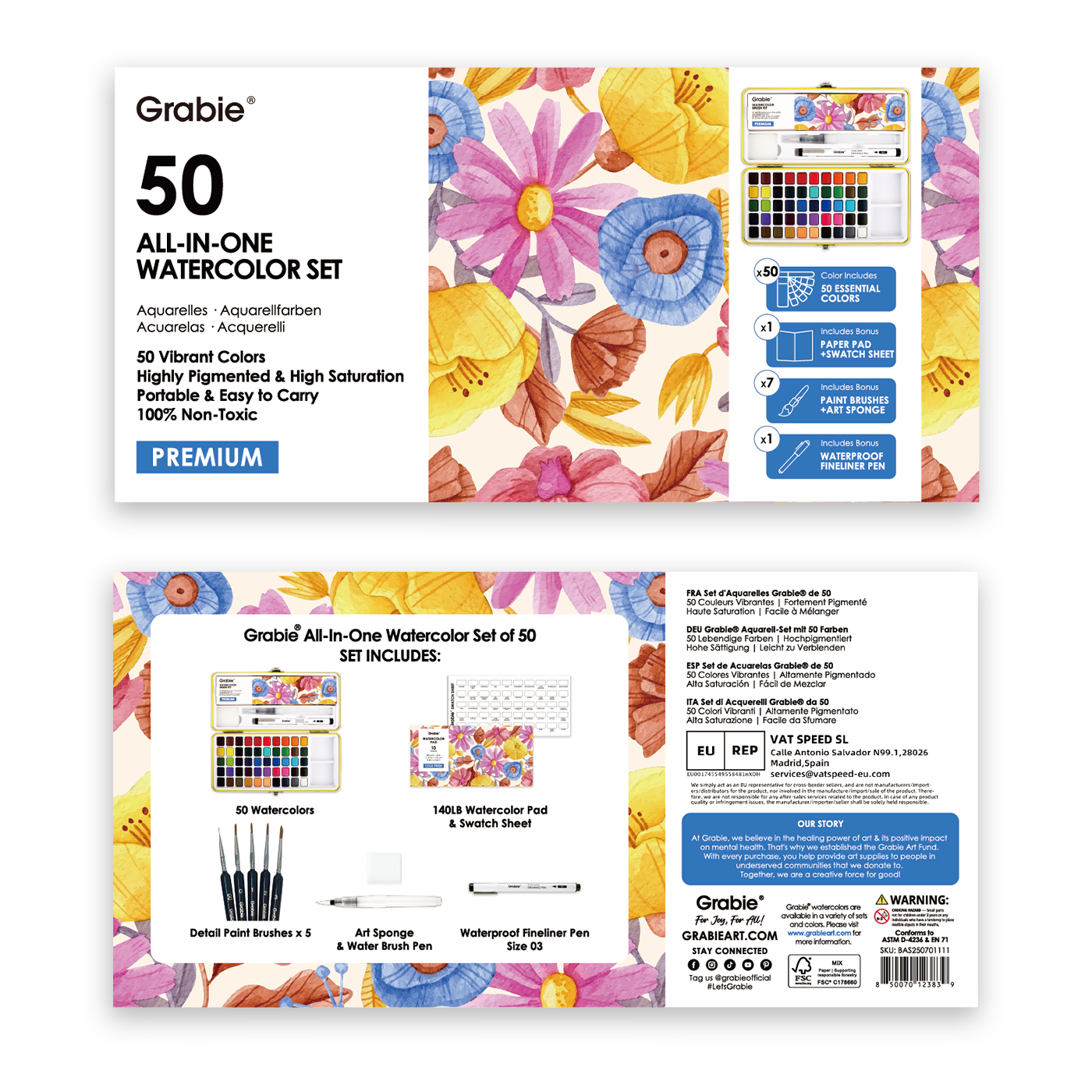 Grabie Premium Watercolor Set of 50