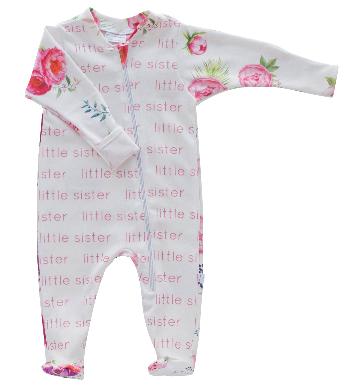 Little Sister Footie - peony: 3-6 months
