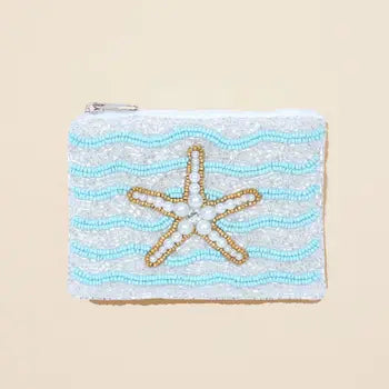 Starfish Seed Beaded Pouch: Pearl