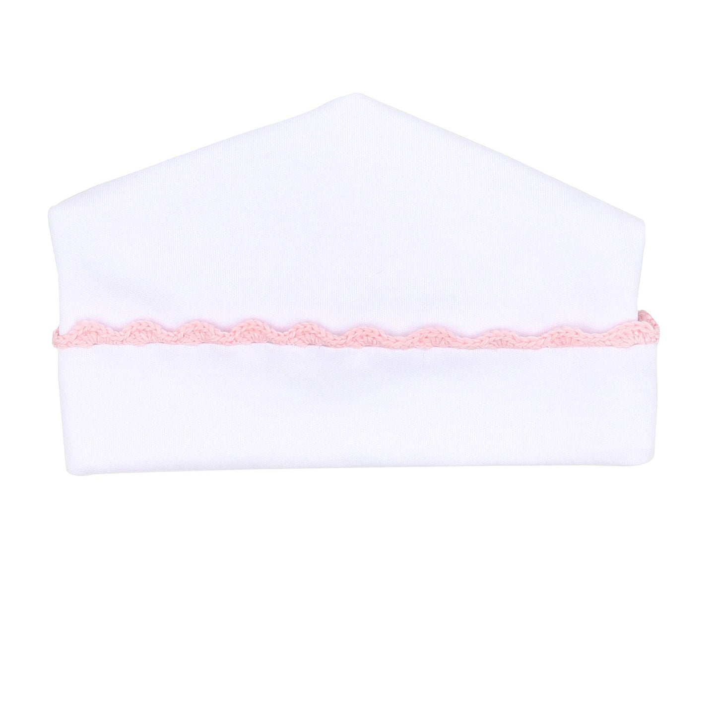 Baby Hat with Pink Crochet Trim - Newborn
