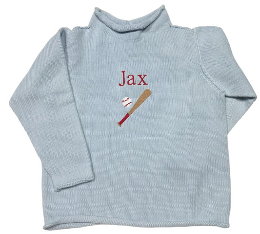 Jersey Rollneck Sweater: Blue / 12M