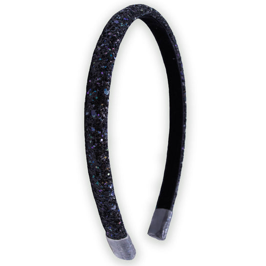 Thin Glitter Headband: Black