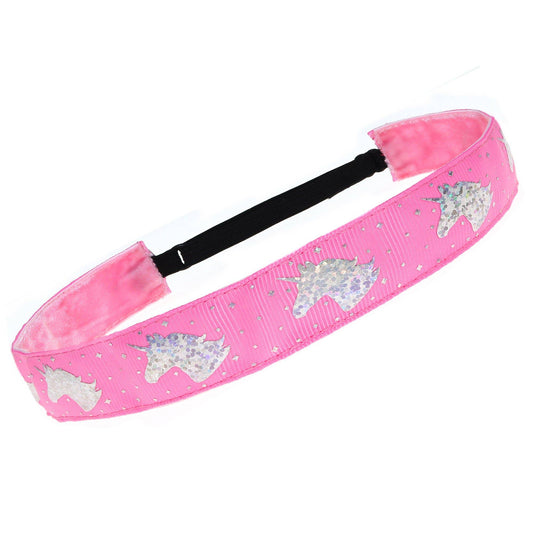 Adjustable No Slip Unicorn Headband - Pink
