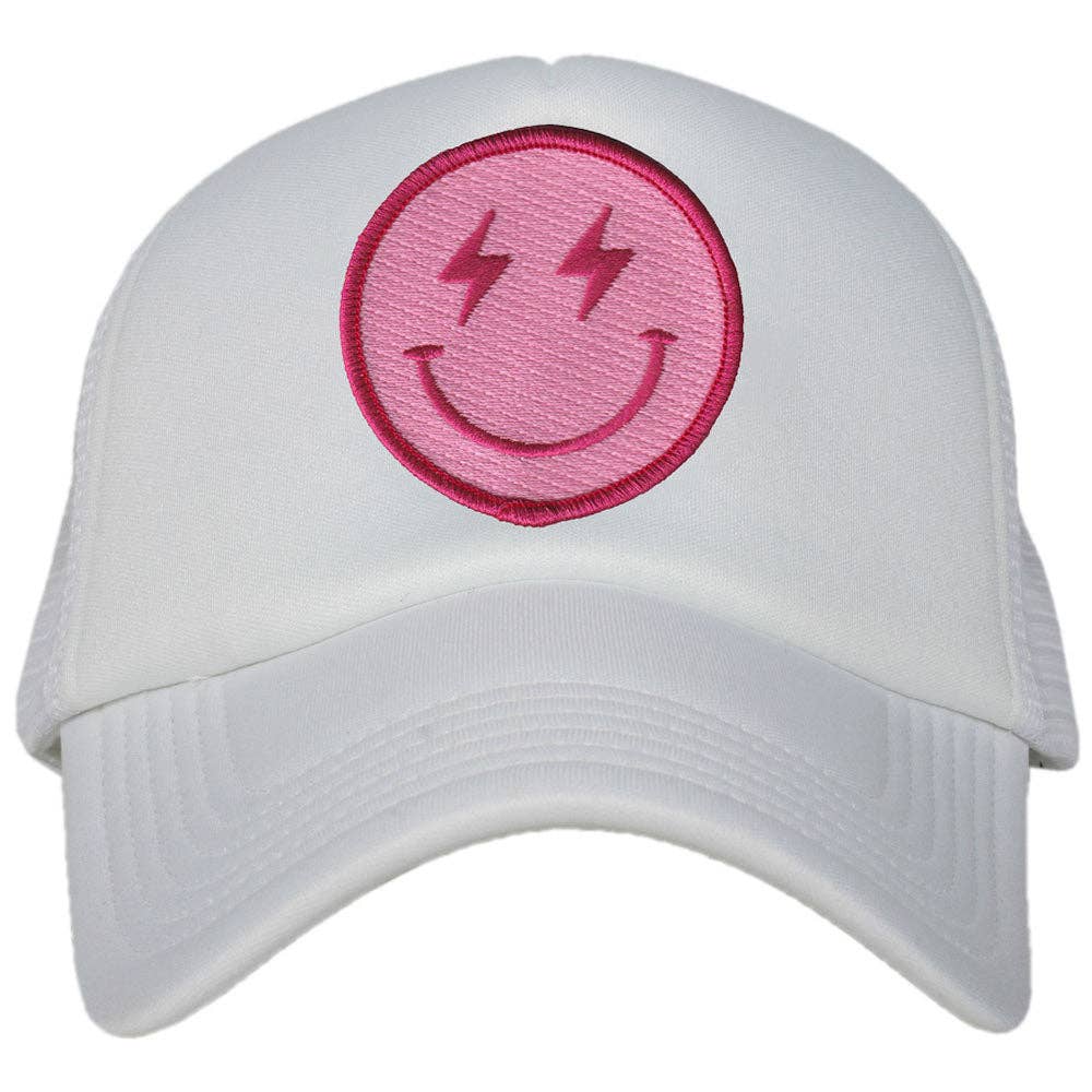 Hot Pink Happy Face Trucker Light Pink