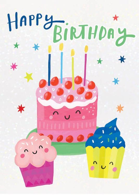 Birthday Kawaii Cakes Foil Card