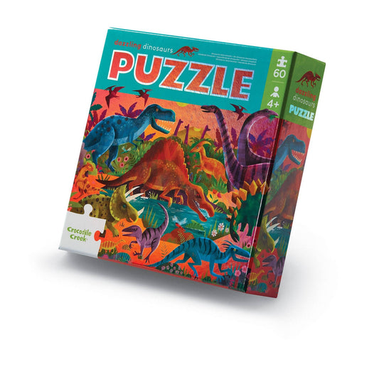 60-Piece Foil Puzzle - Dazzling Dinosaurs