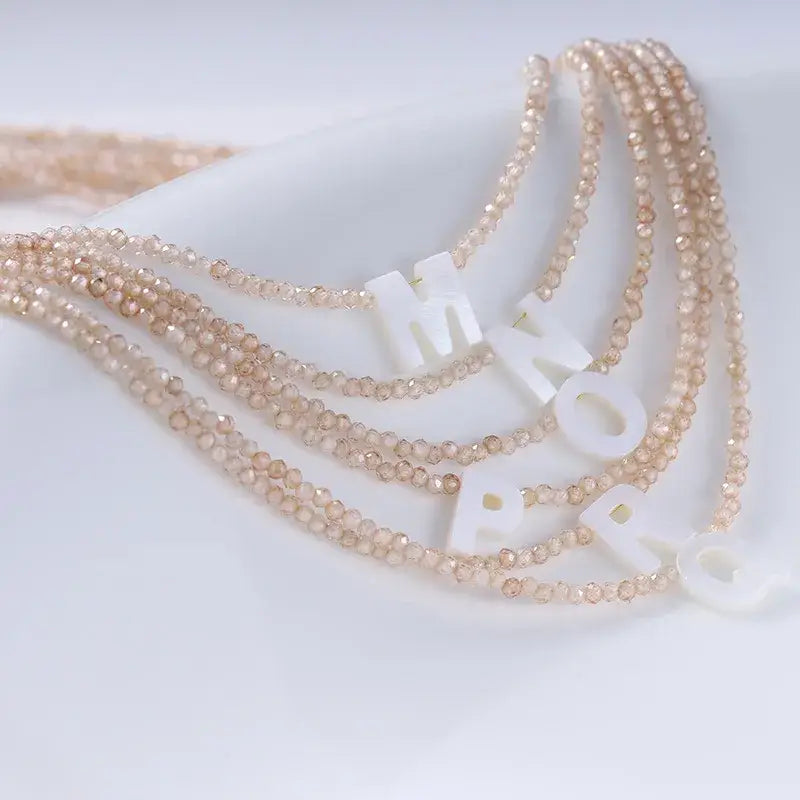 R - Beaded Initial Letter Shell Necklace