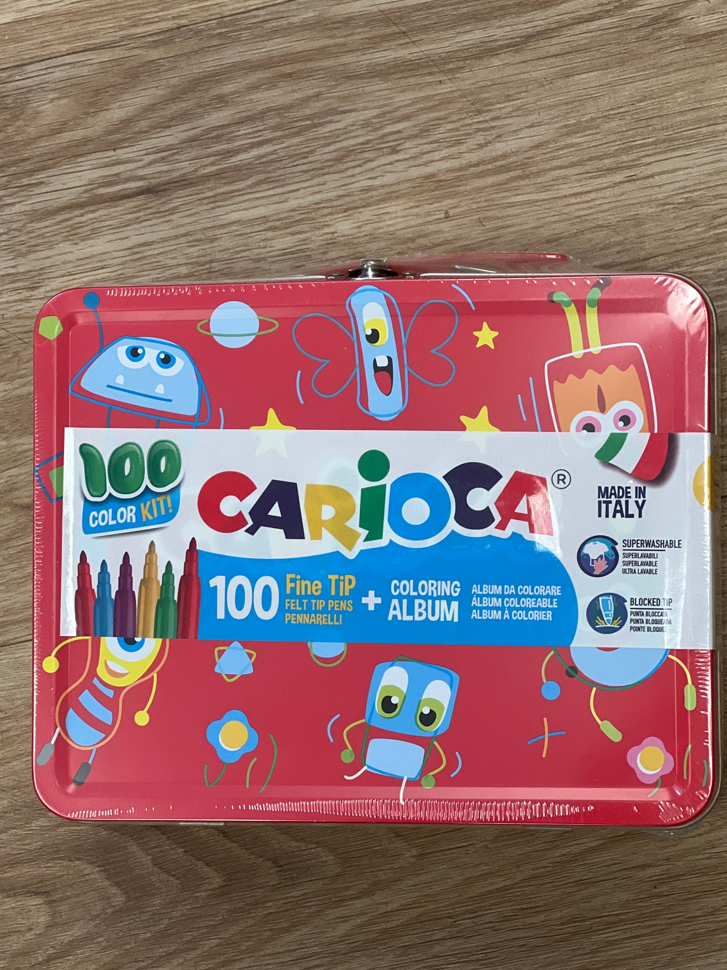 CARIOCA Metal Case 100 felt tips & Coloring Book