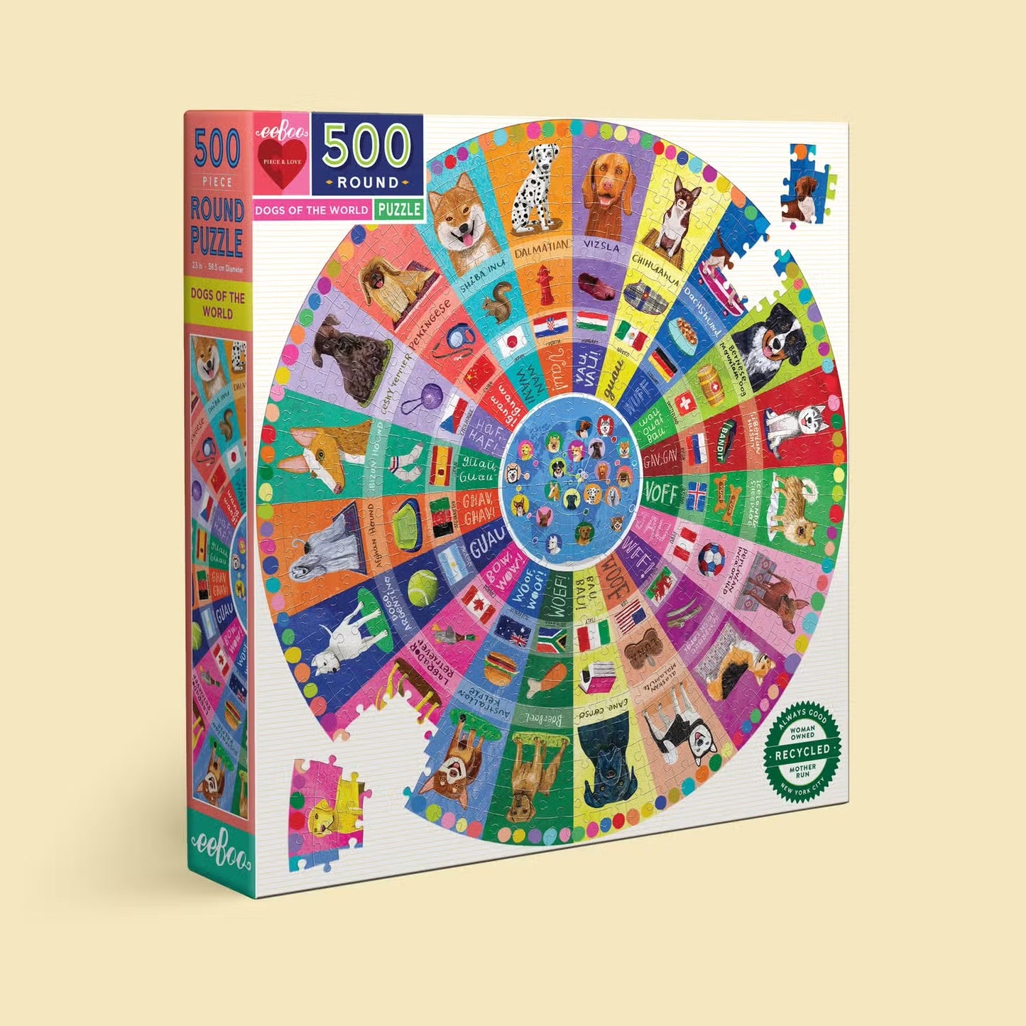 Dogs of the World 500 Piece Round Puzzle