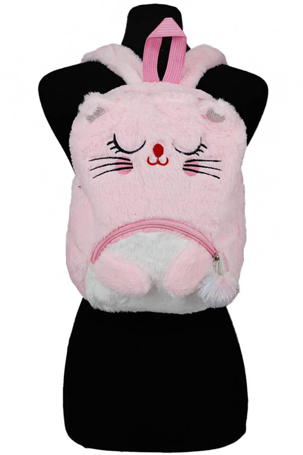 Sleeping Cat Faux Fur Plush Backpack