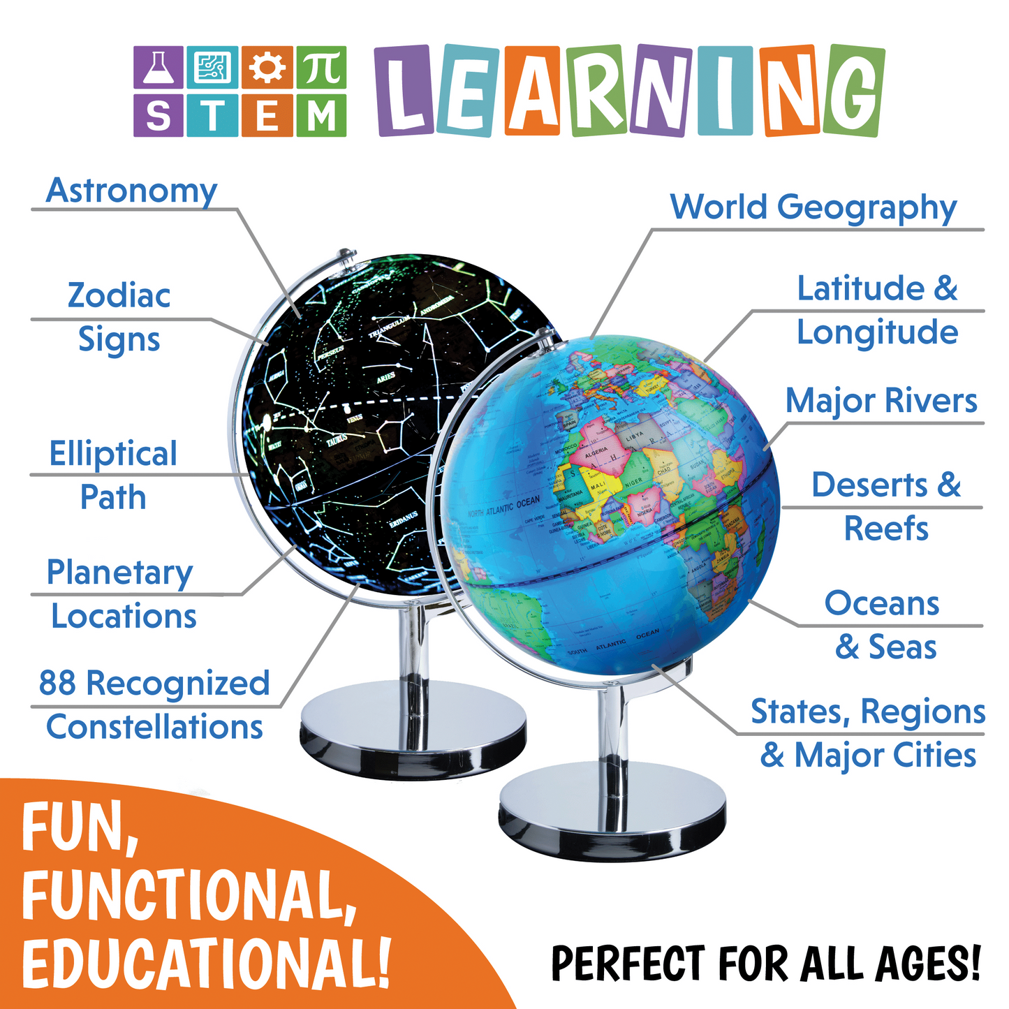 3-in-1 Large Illuminated Globe