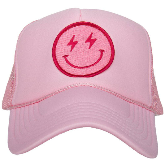 Hot Pink Happy Face Trucker Light Pink