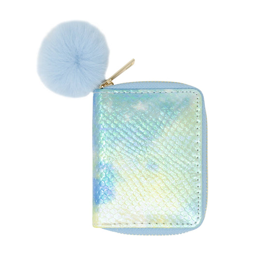 Shiny Tie Dye Mermaid Scale Wallet: Blue