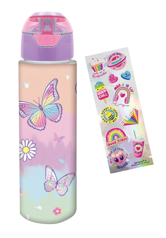 H2O Bottle with Stickers, Tie Dye Butterfly
