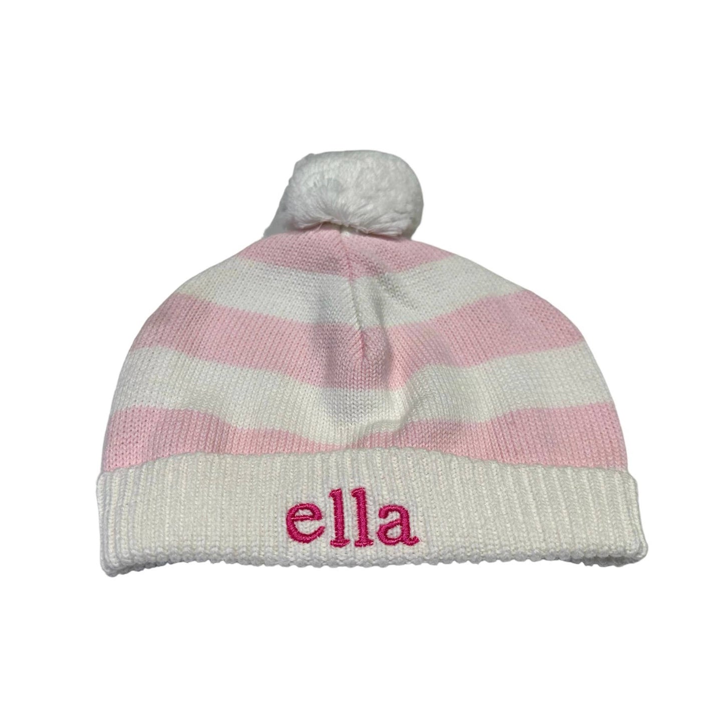 Cotton Striped Hat Pompom: Pink / 12m