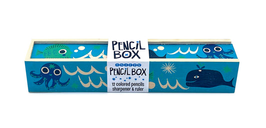 Wooden pencil box/pencils ocean friends