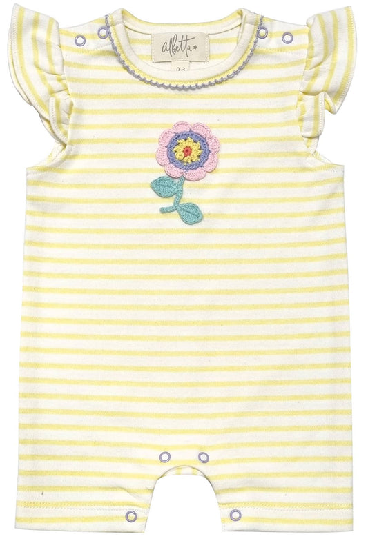 Flower Crochet Frill Babyvest: Cotton / 0-3M / Flower