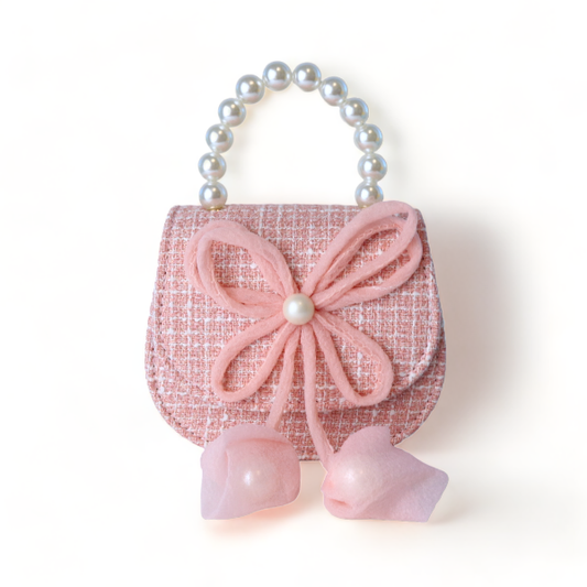 Bowtie Tweed Purse Pink
