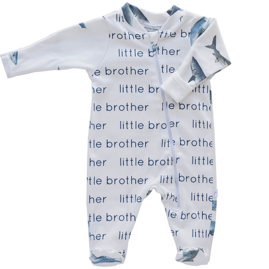 Little Brother Footie - sharks: 3-6 months