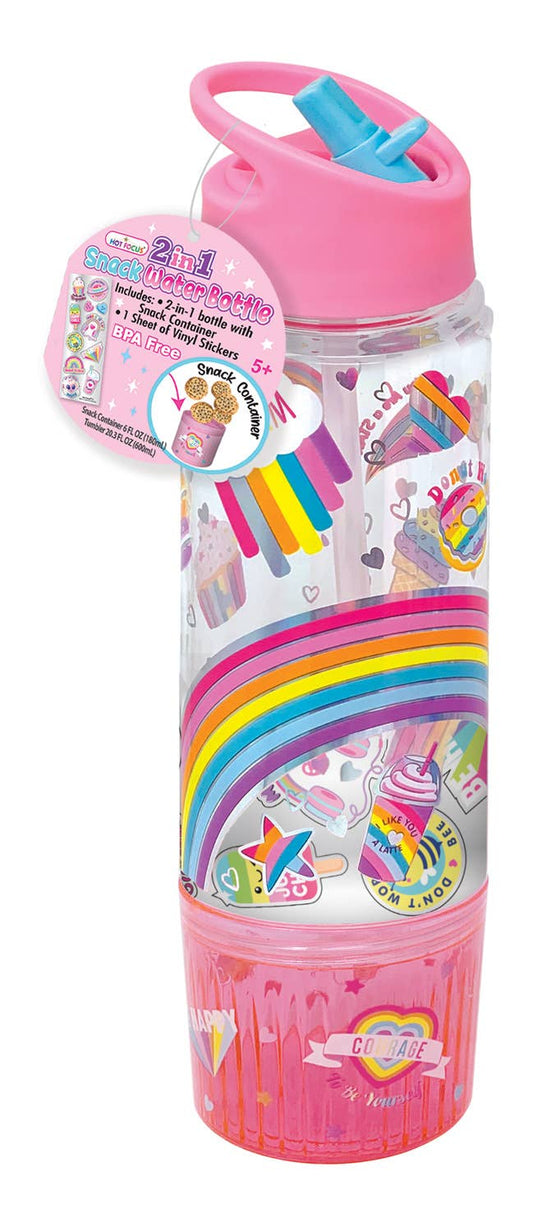 2 in 1 Snack Water Bottle, Rainbow