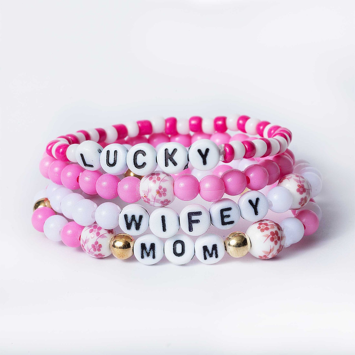 Pink HAPPY Bead Jar