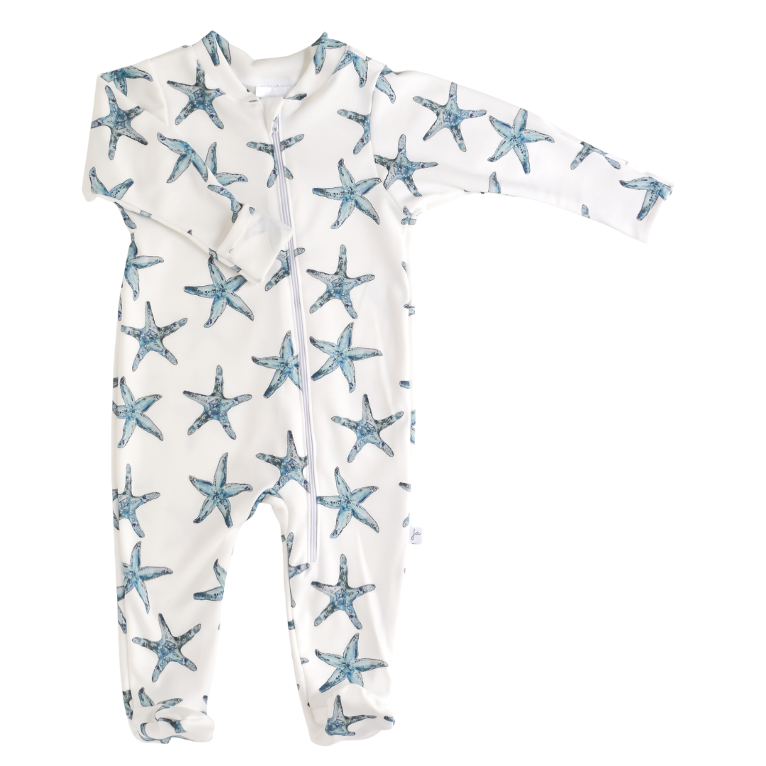 Organic Footie - starfish: 3-6 months