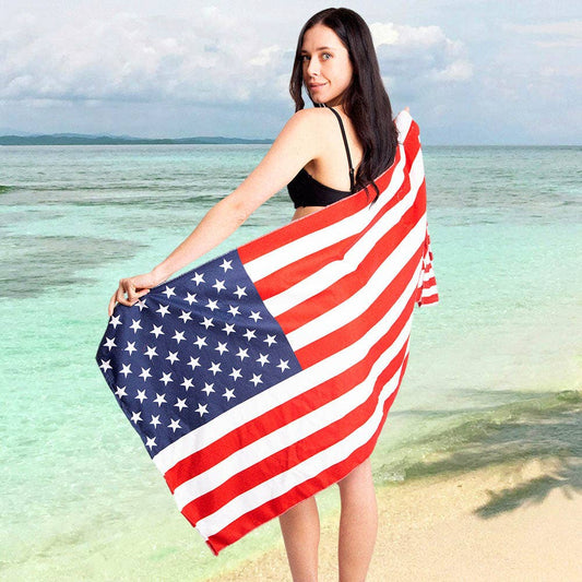 American Flag Print Beach Towel and Tote Bag