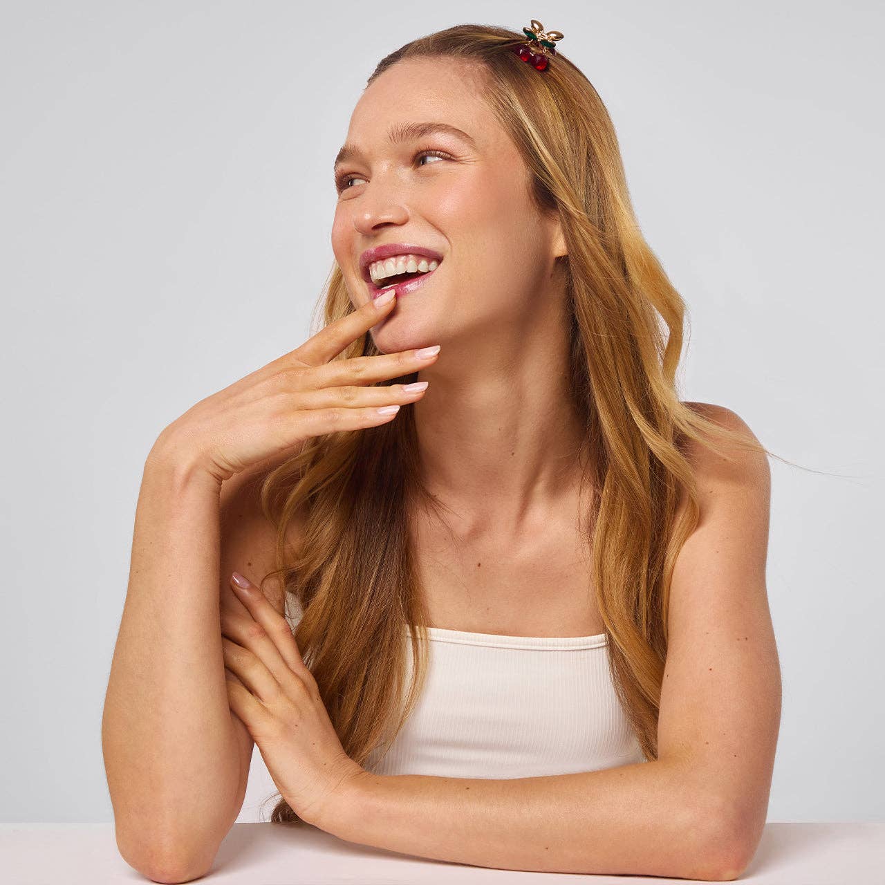 Mini Rhinestone Cherry Claw Clips