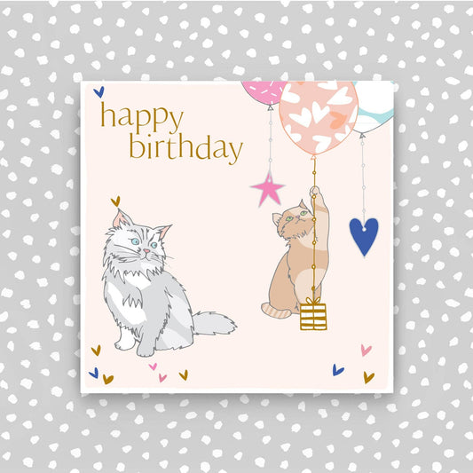 Happy Birthday Card - Cat and Balloons