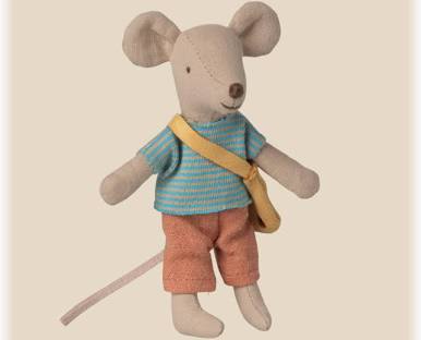 Little brother mouse with bag