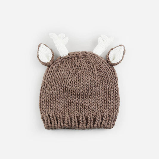 Hartley Deer Tan Knit Hat. NB