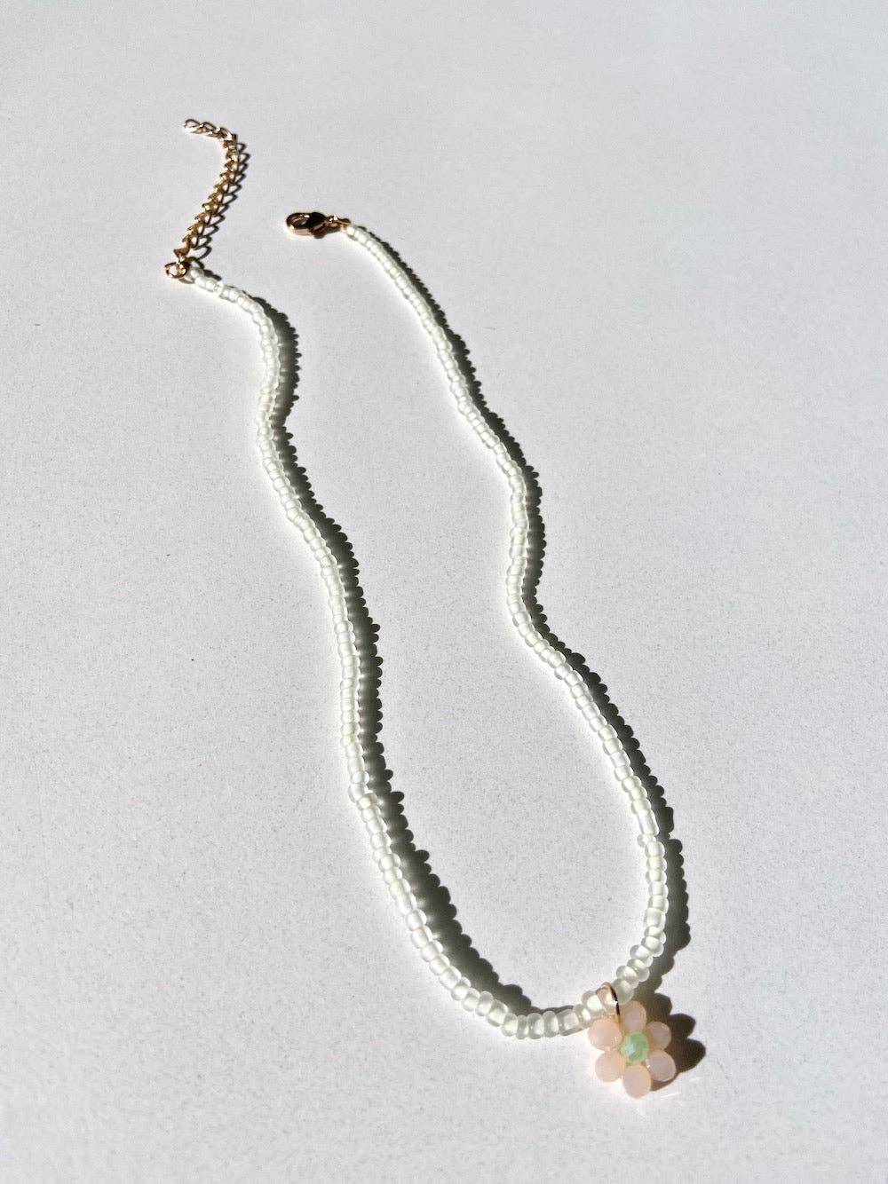 Seed Bead Daisy Choker Necklace