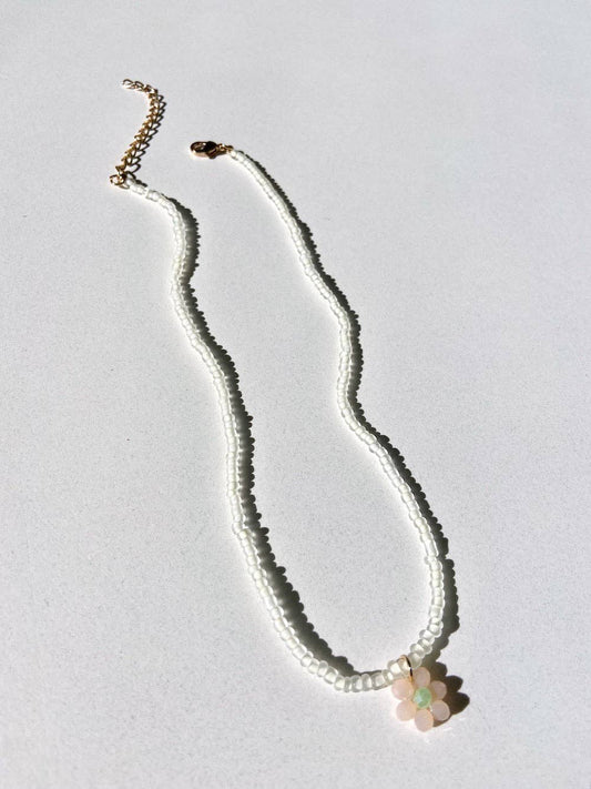 Seed Bead Daisy Choker Necklace