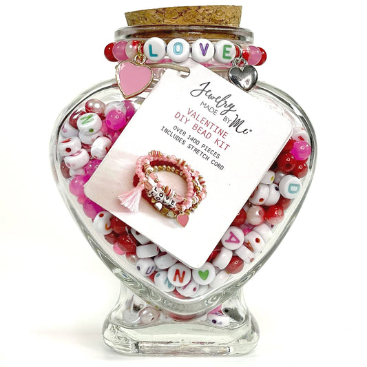 Pink Multi Color Heart Jar DIY Bead Kit