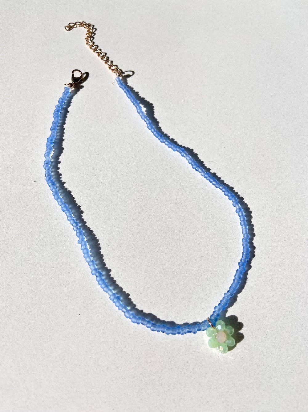 Seed Bead Daisy Choker Necklace