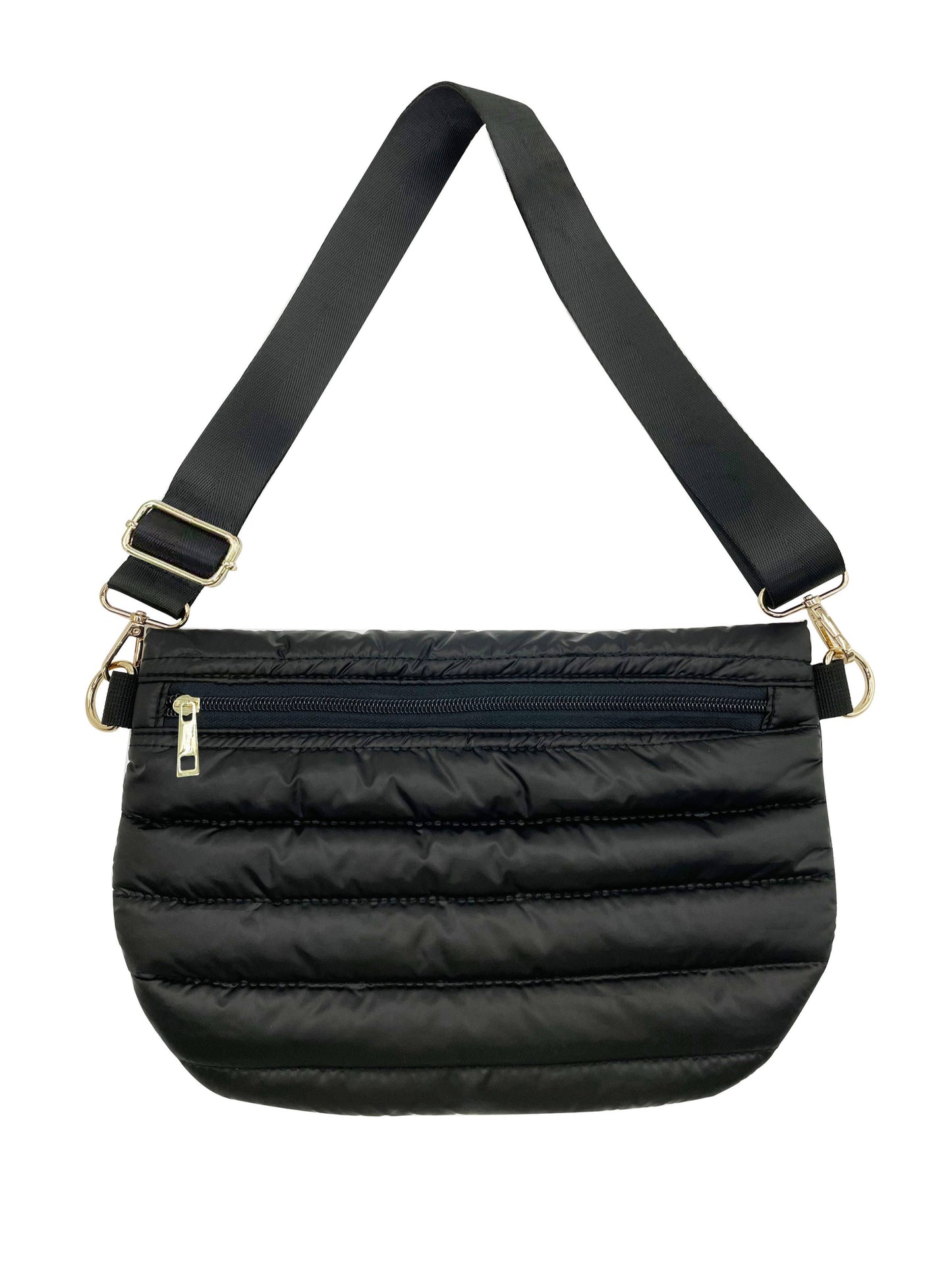Black Puffer Messenger Crossbody Bag