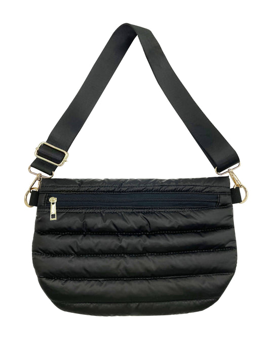 Black Puffer Messenger Crossbody Bag