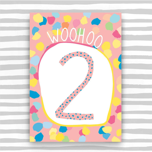 2nd Birthday Card for a Girl - Girl Age 2 Birthday Card