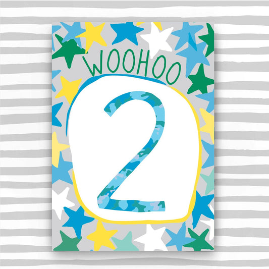 2nd Birthday Card for A Boy - Boy Age 2 Birthday Card
