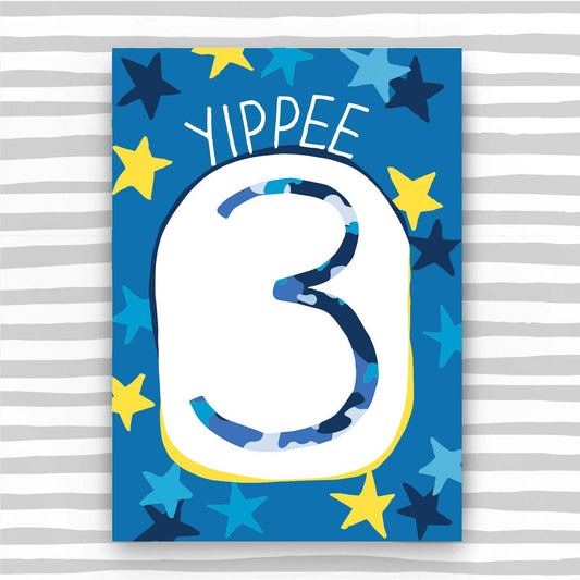 3rd Birthday Card for A Boy - Boy Age 3 Birthday Card