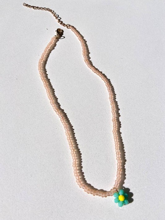 Seed Bead Daisy Choker Necklace