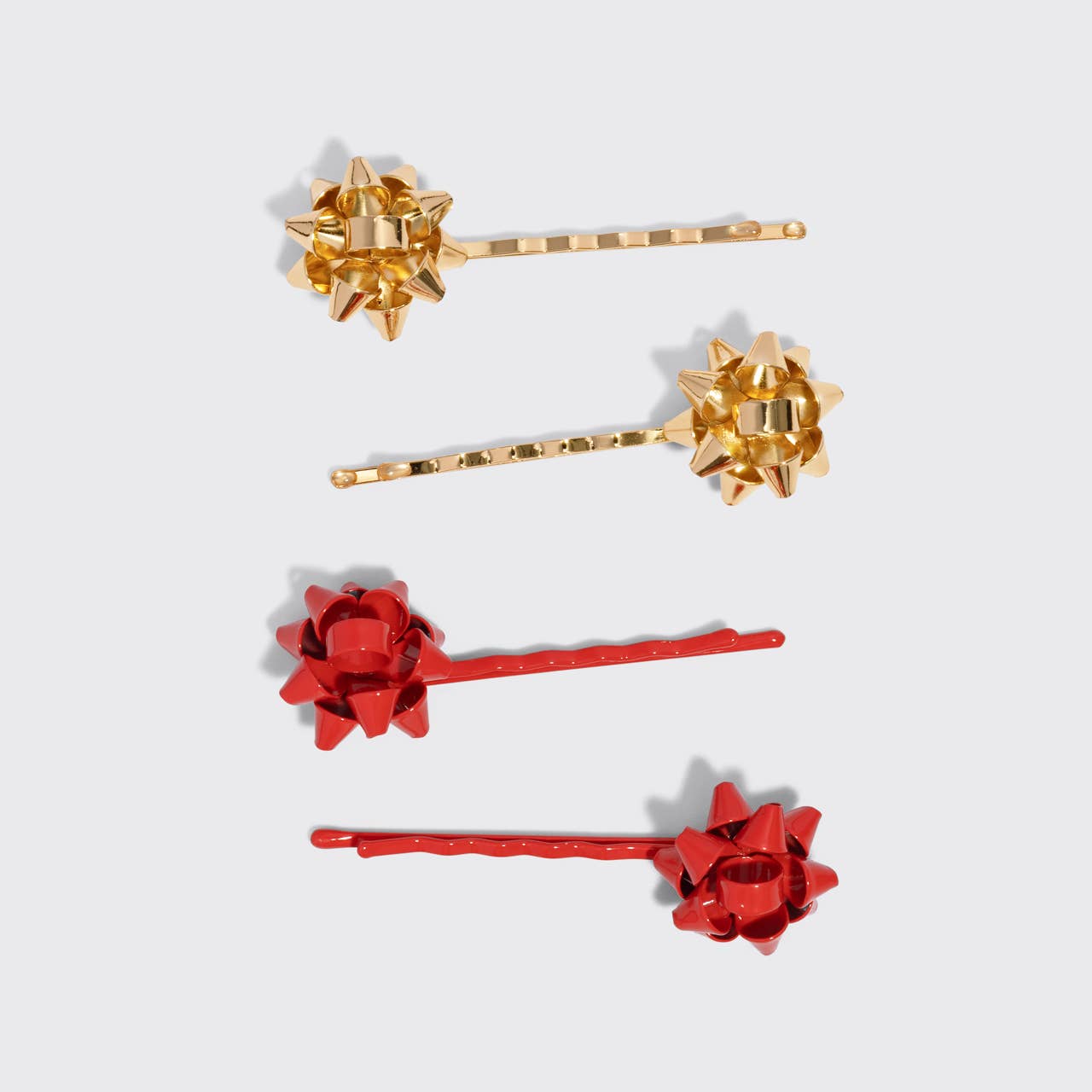 Metal Gift Bow Bobby Pins 4pc Set