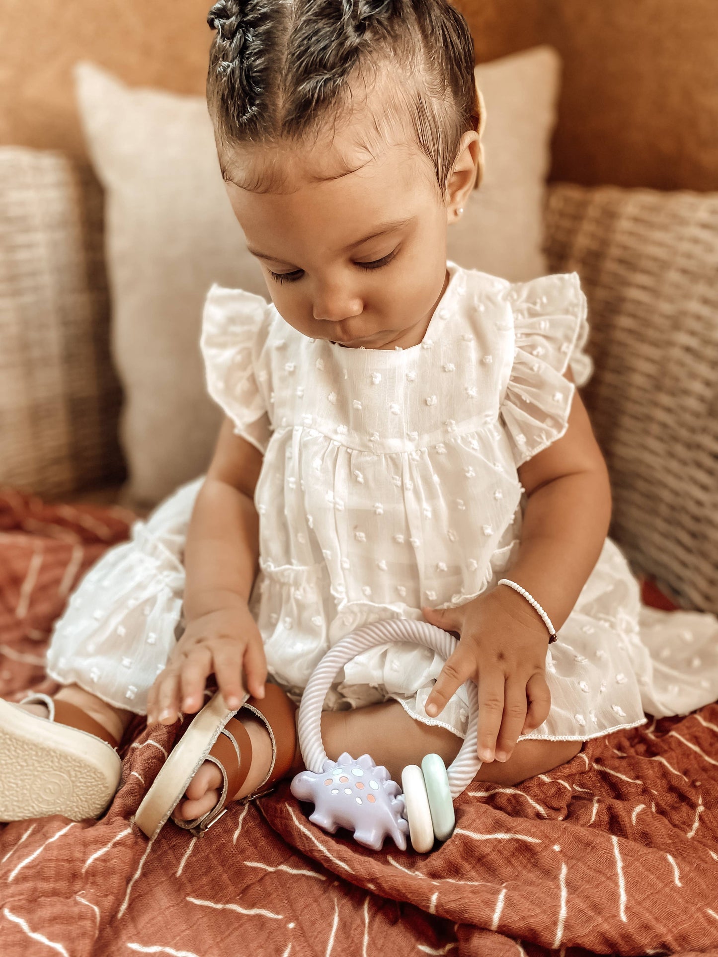 Silicone Teether Rattles: Neutral Rainbow