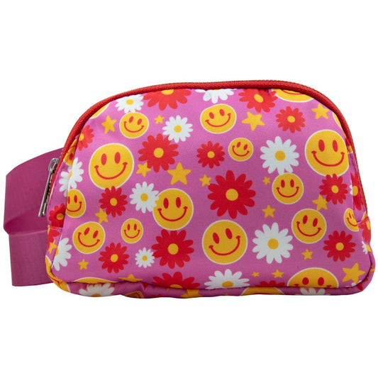 Flower/Happy Face Cross Body Fanny Bag