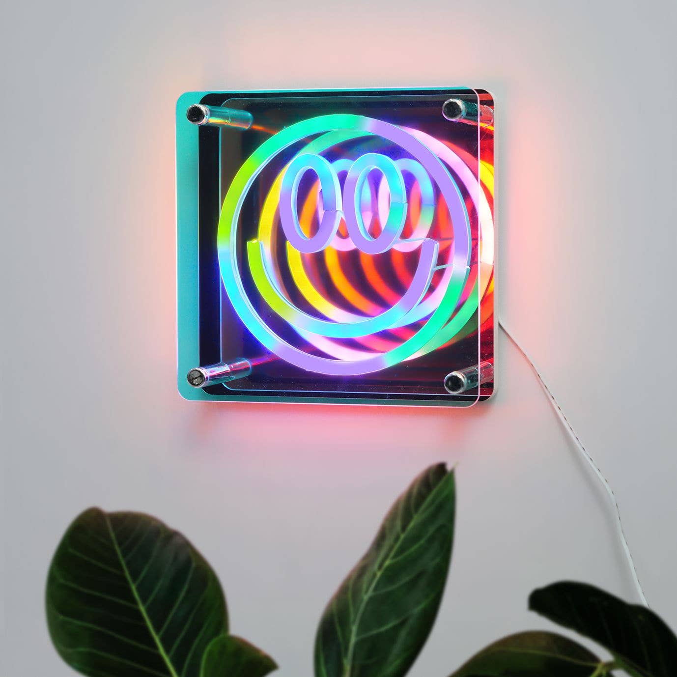 Neon Art Infinity Mirror Sign-Smile