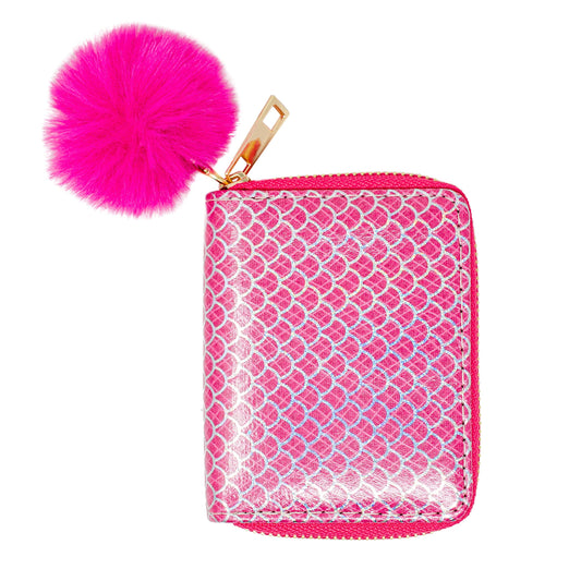 Shiny Mermaid Scale Wallet: Hot Pink