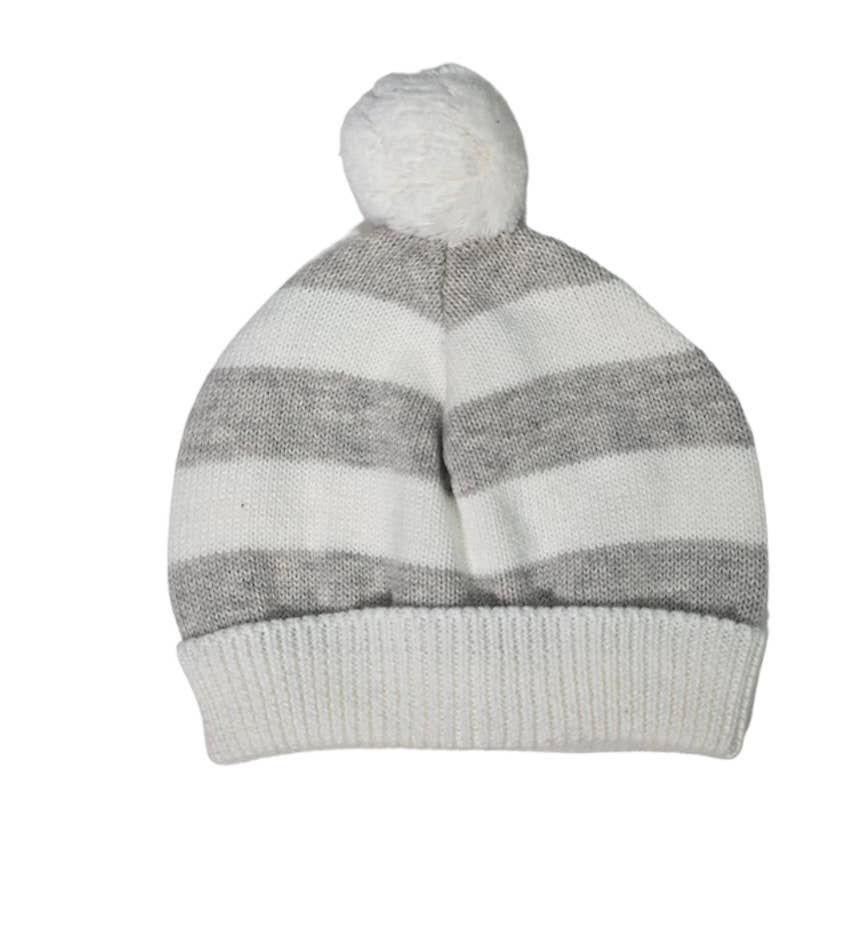 Cotton Striped Hat Pompom: Blue / 12m