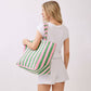 Striped Terry Tote Bag: Pink + Green