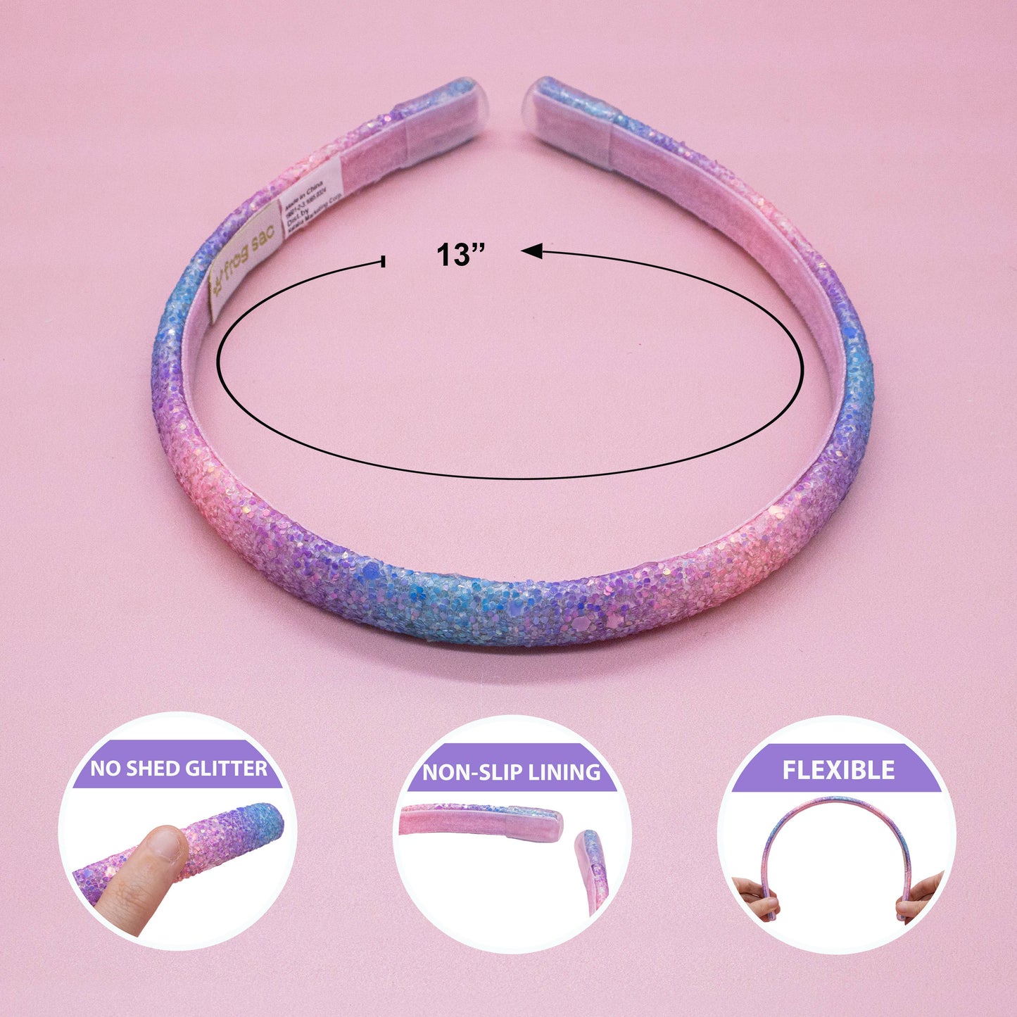 Thin Glitter Headband: Pink